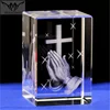 Prayer Cross 3D Laser Engraving Crystal Cube for Religious Christian Gifts