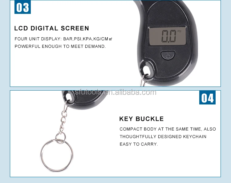 Sfutools Mini Lcddigital Tire Pressure Gauge With Keychain Ring Mini