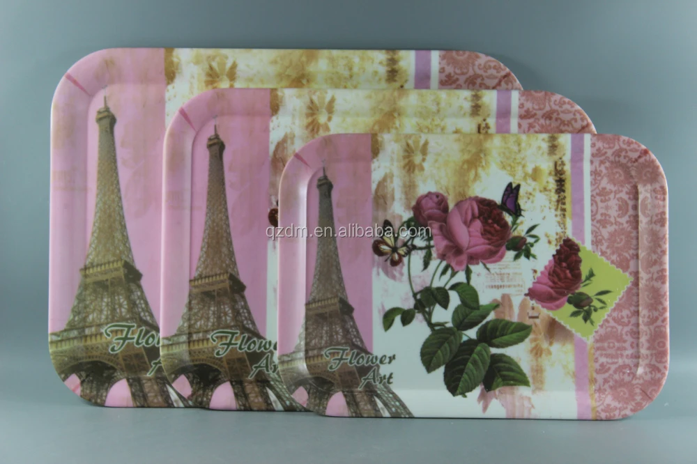 Sand Blasted Surface Melamine Serving Tray Set Of 3pcs