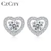 CZCITY Classic Tiny Zircon Inlay Heart Shape 925 Sterling Silver Stud Earrings for Women Delicate Girl Earrings Fine Jewelry