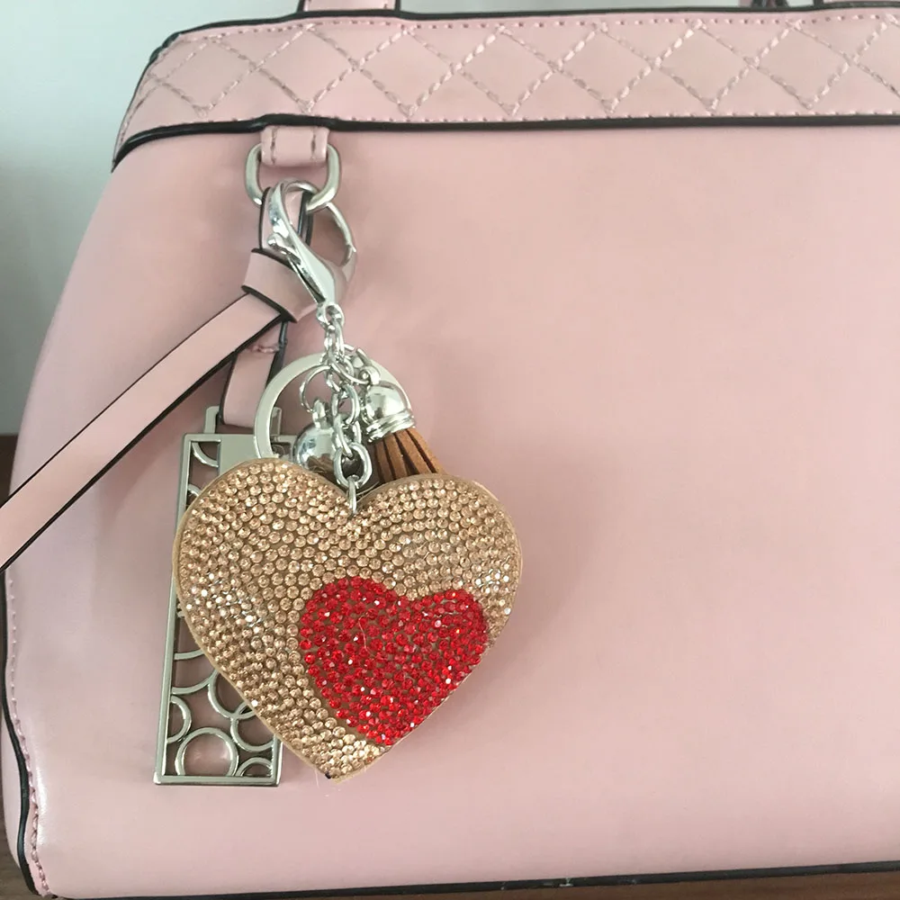Locacrystal Brand Rhinestone Key Chain With Tassel Rhinestone Bag Charm