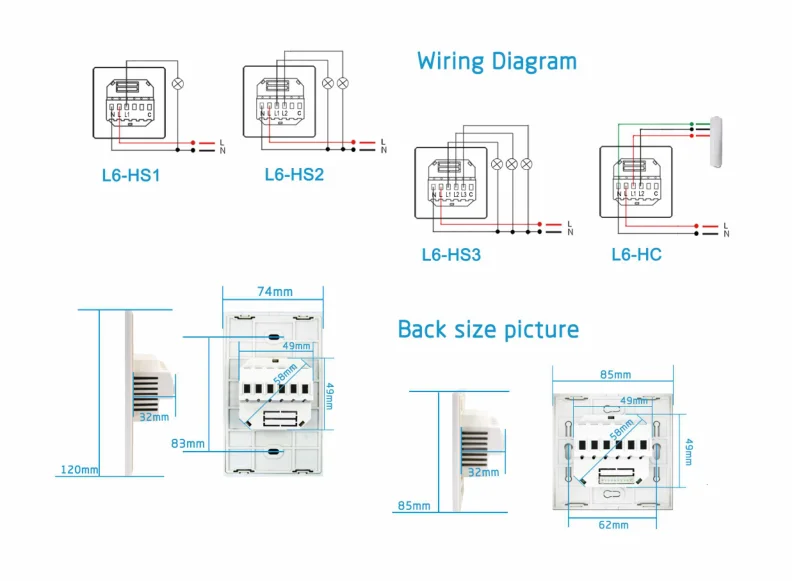 Lanbon Us Standard Rectangle Size 120*73mm Wifi 1/2/3 Gang Smart Light Switch Fo