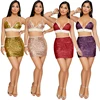 Sexy Spaghetti Strap Sequin Dress Backless Bodycon Split Gold/Red/Purple/Champagn tight mini dress party dress