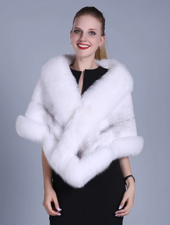 Wholesale Russian Latest Design Silver Fox Fur Poncho Blanket Shawl ...