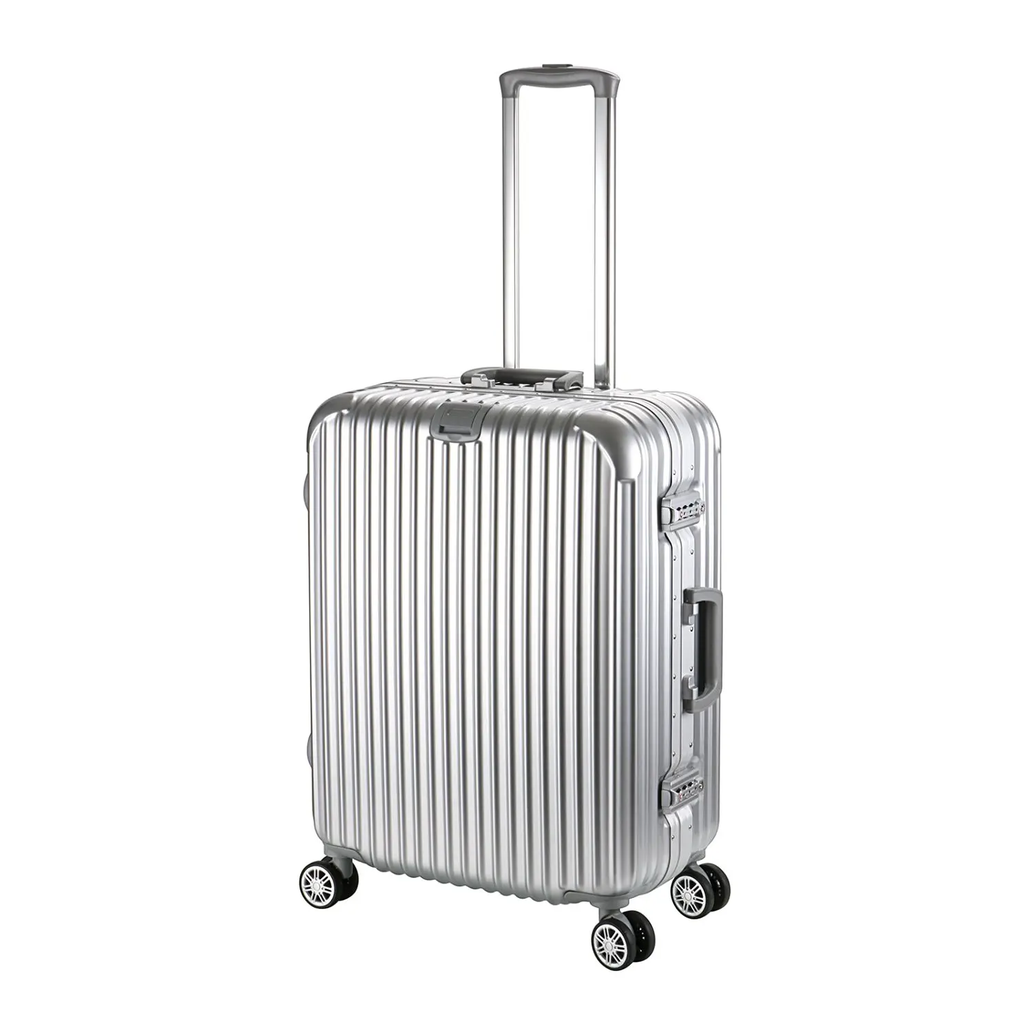 silver aluminum luggage