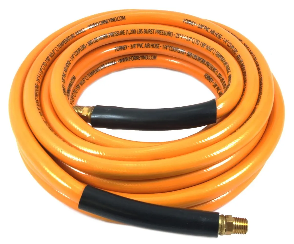 Forney 75415 Air Hose 3//8-Inch-by-100-Feet Forney Industries Yellow PVC with 1//4-Inch Male NPT Fittings On Both Ends