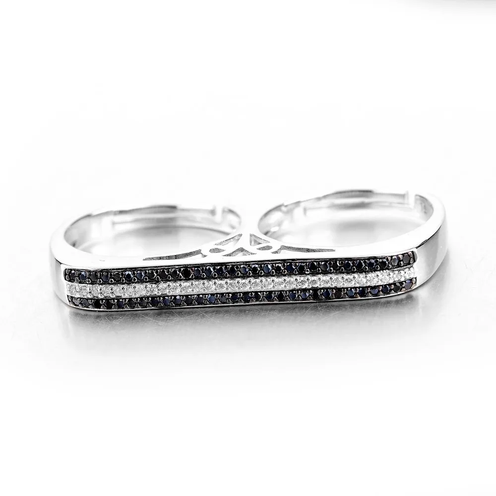 Personalized Design Two Color Plated 925 Sterling Silver Mens Silver