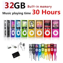 slim 4th gen mp4 player 32GB 9 Colors for choose Music playing time 30Hours fm radio
