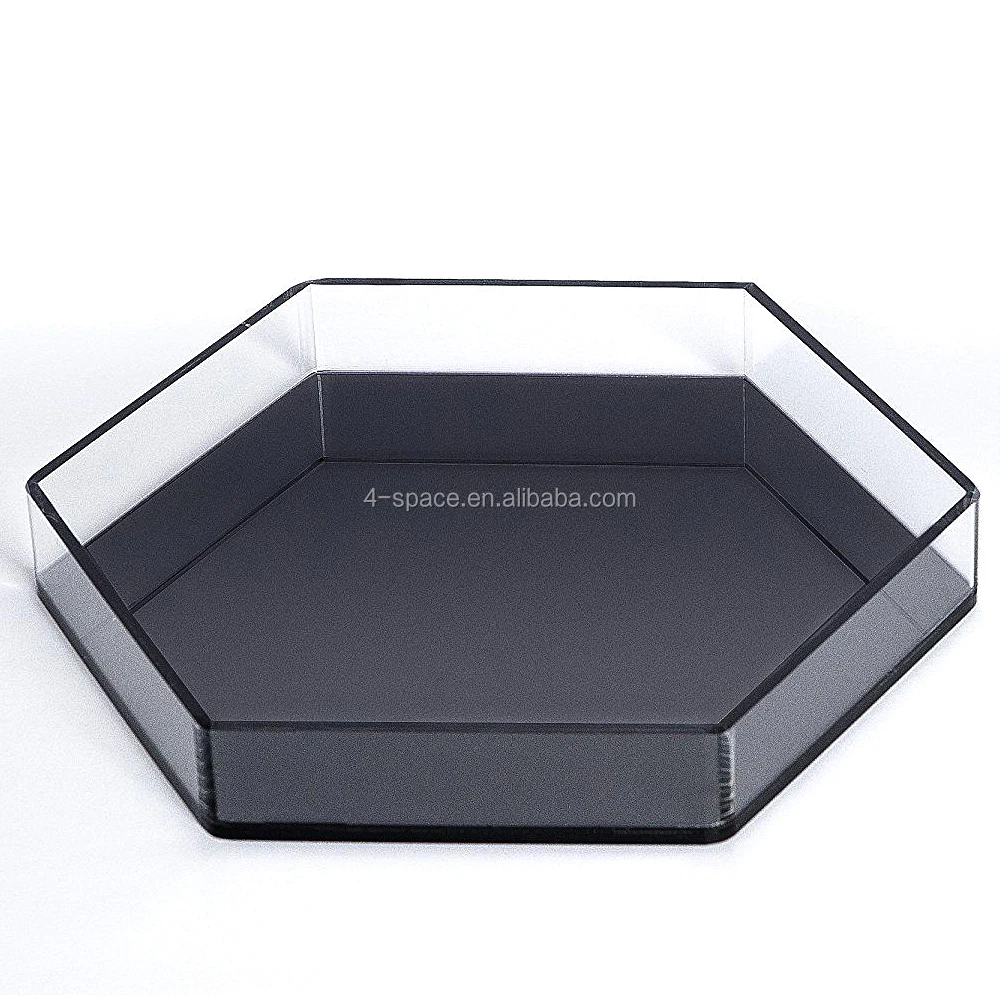 Smoke Acrylic Food Serving Tray Square Lucite Canape Tray Plexiglass