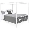 Modern Canopy Queen Bed Metal Frame, Mattress Support, Headboard, Footboard