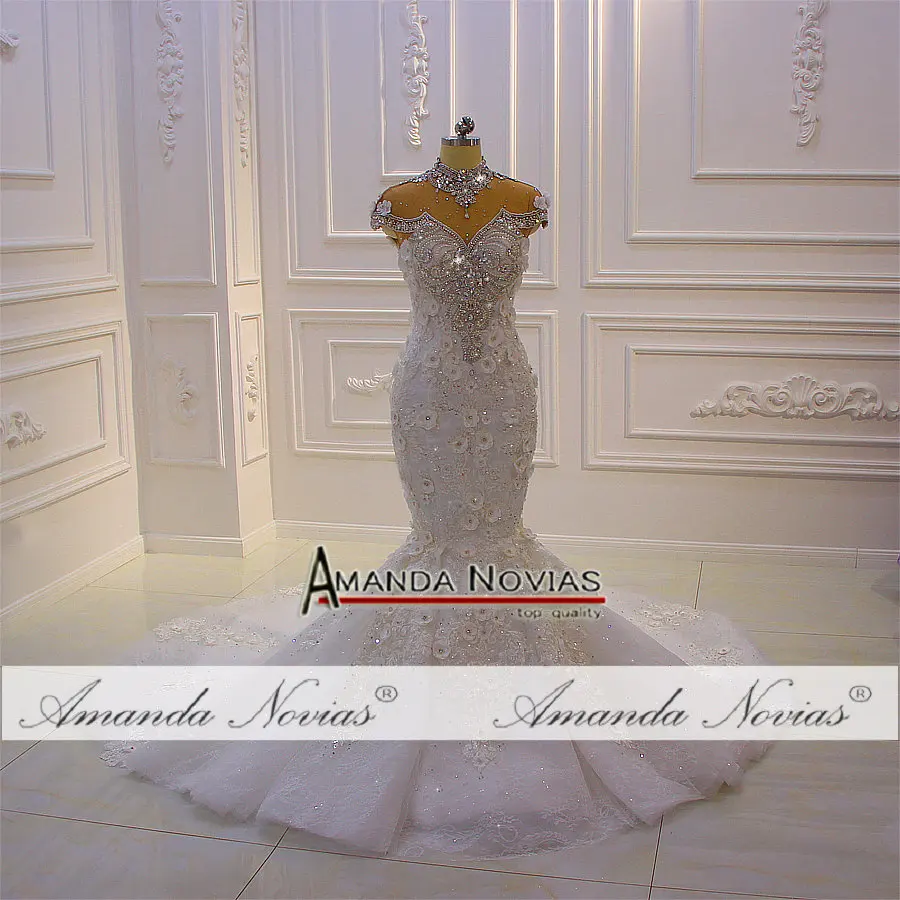 Amanda Novias Luxury High Neck Heavy Beaded Mermaid African Wedding Dress 21 Buy Wedding Dress 21 Mermaid Wedding Dress Amanda Novias Wedding Dress Product On Alibaba Com