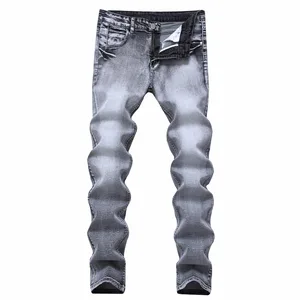 Mens Light Gray Stretch Denim Pants Slim Nostalgia Men Jeans Mens Light Gray Stretch Denim Pants Slim Nostalgia Men Jeans
