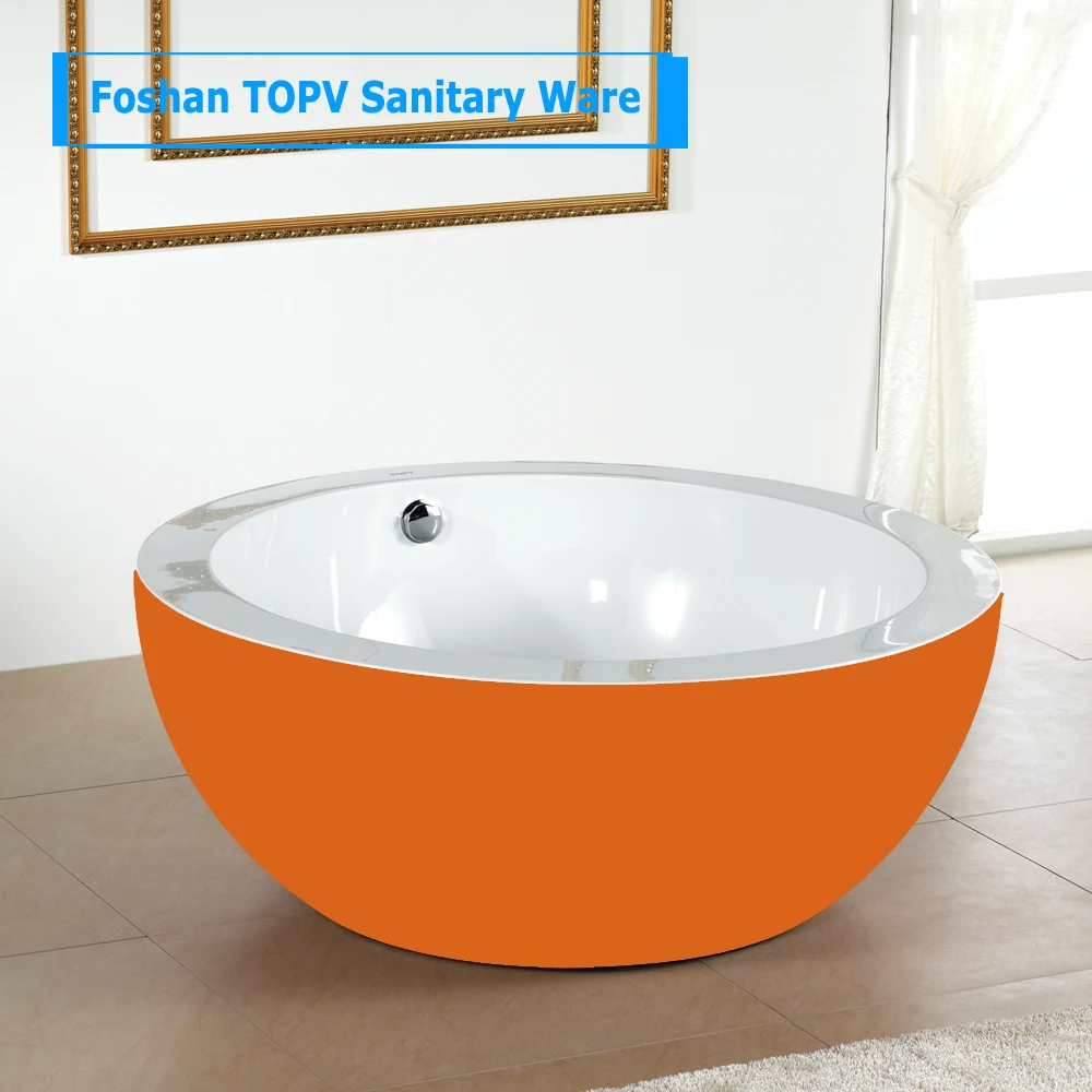 New Zealand Luxury Bath Product Orange Color 1500mm Round Freestanding