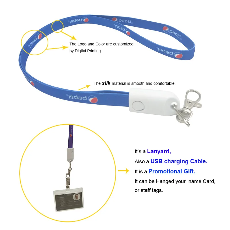 Hot Sale Phone Lanyard Cell Phone Android Charger Cable For Corporte Gift