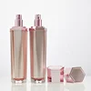 Wholesale cosmetic lotion bottles High grade pink/Rose gold acrylic Hexagon cosmetic Spray Bottle/jars with good price