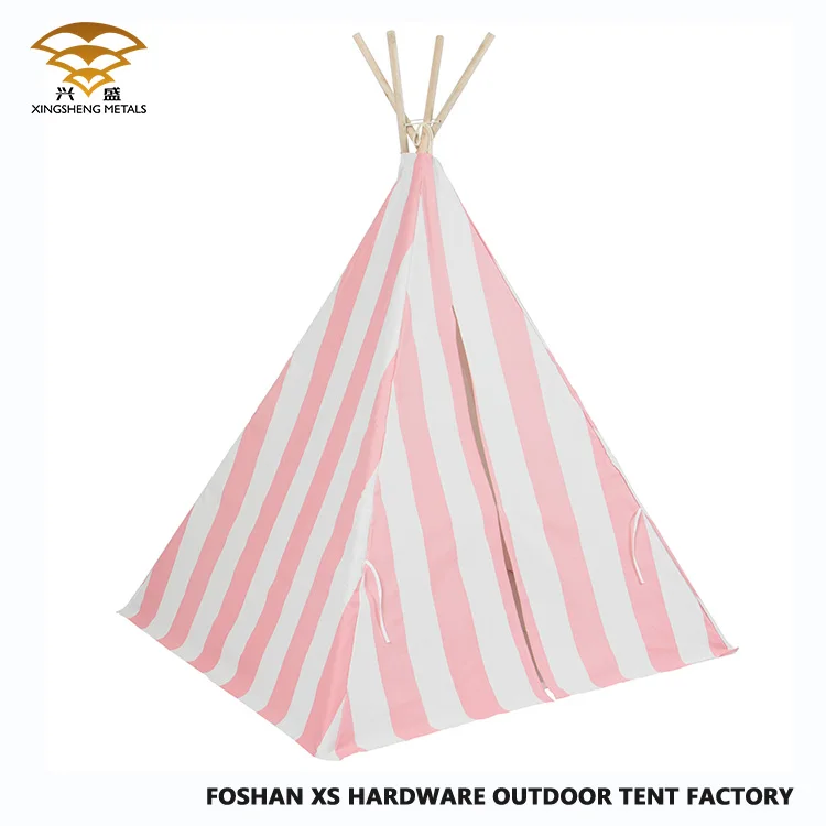 pink and white striped teepee
