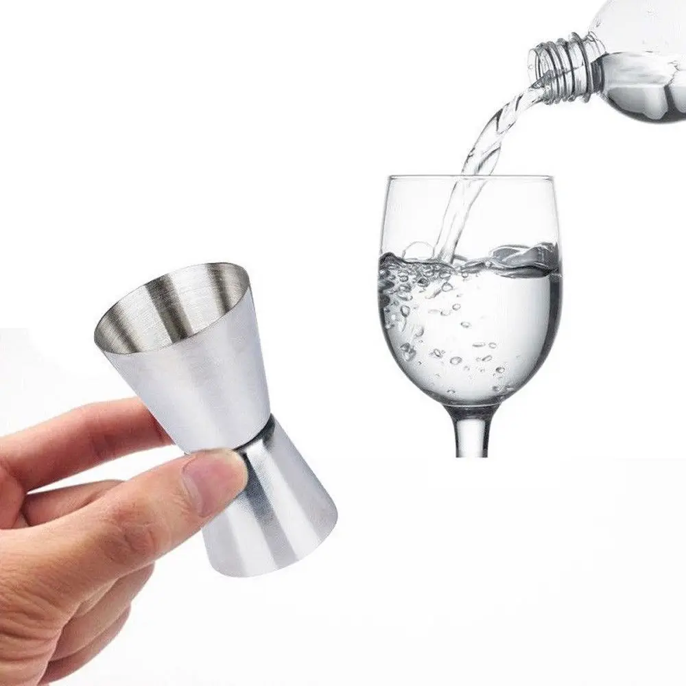 Stainless Spirit Cocktails Measure Cup 2 Sizes Shot Jigger Alcohol