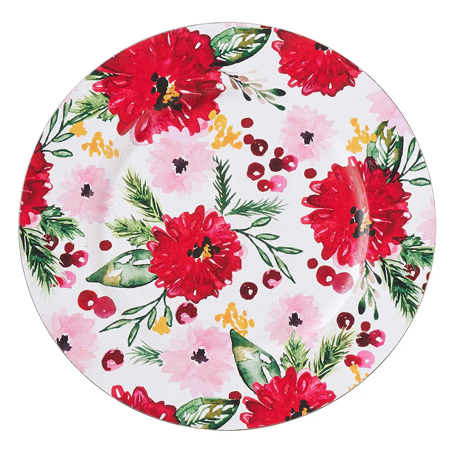 Fennco Styles Holiday Christmas Snowflake Design 13 Decorative Charger Plate-Set of 4
