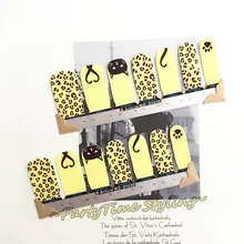 Wild Leopard Print Yellow Nail Arts Sticker 14 pcs/set Waterproof Nail Decal Art Sticker Gel Polish Manicure Foils Beauty Makeup