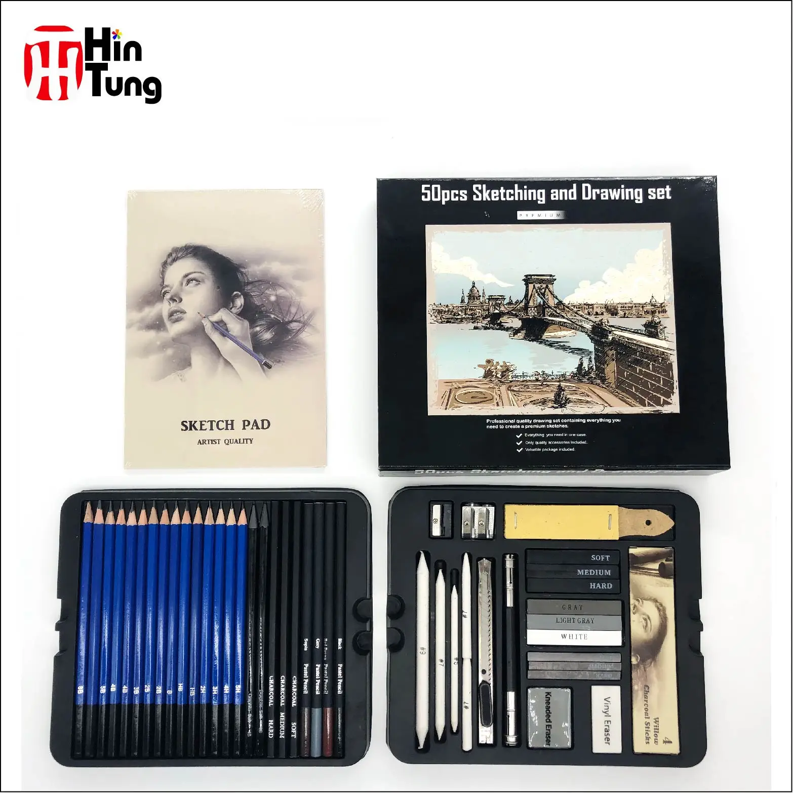 50pcs Sketching And Charcoal Pencil Drawing Set - Buy Drawing Set