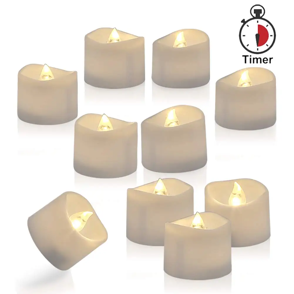 Homemory Flickering Led Candle Flameless Timer Tea Lightsautomatic 6 Hour On And 18 Hour Off For 0935