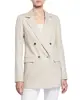 Women Linen Blazers Ladies women Weave Double-Breasted Jacket