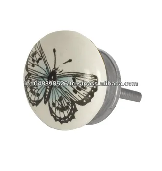 Ceramic Transfer Knobs For Dressers With Butterfly Design Buy
