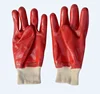 commonly used 26cm red single dipped pvc coated gloves for industry and construction