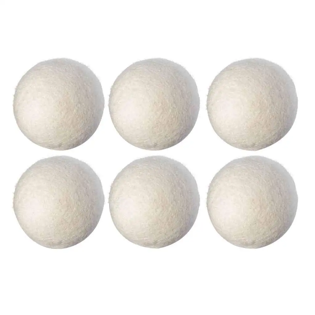 Minzhi 6PCS/set Natural Reusable Laundry Clean Ball Practical Home Wool Dryer Balls White
