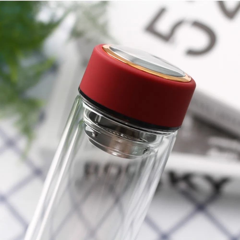 Custom Double Wall Glass Water Bottle Infuser,Wholesale Glass Water