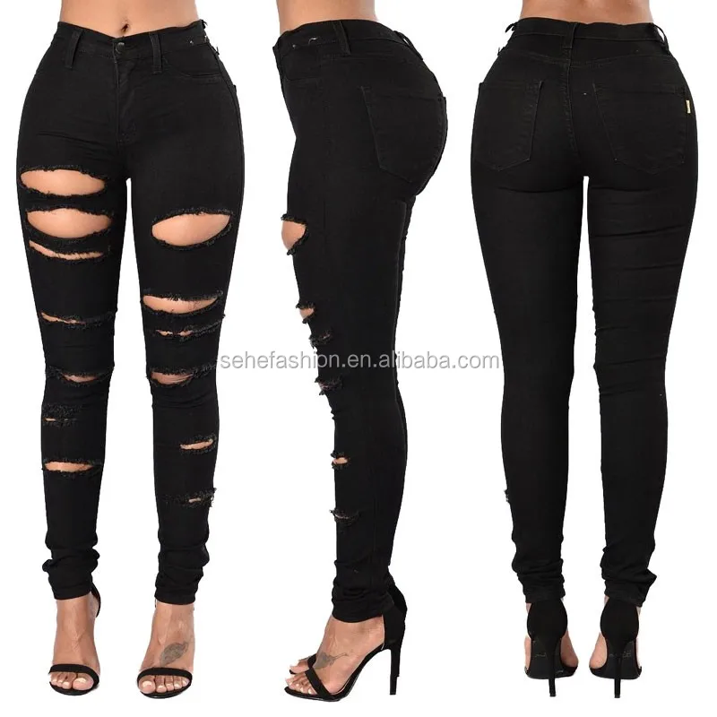 81022 Mx37 Sexy Damage Black Denim Jeans For Girl Buy Black Denim Jeans Damage Jeans For Girl