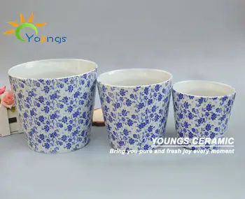 Whole Outdoor Elegant Blue And White Ceramic Planter Pots With Whole Outdoor Elegant Blue And White Ceramic Planter Pots With Drainage Holes