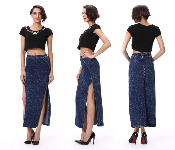 Latest Design Wholesale Ladies Long Denim Skirts - Buy Denim Skirt ...