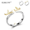 ELBLUVF 925 Sterling Silver Color Separation Deer Horn Antler Shape Finger Ring For Gifts