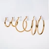 6pcs/set Lovers Circle Ear Ring Earrings For Women And Rings Earrings Female Hop Hoop Earrings