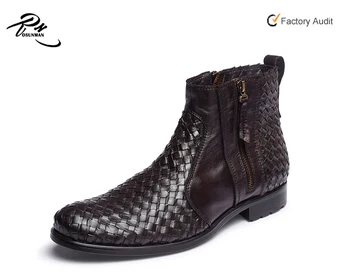 Weave Design Cow Leather Man Boot 
