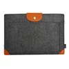 Handmade Gray Felt Case Leather Corner Bag Sleeve with Leather Strap Magnetic Button for Apple MacBook