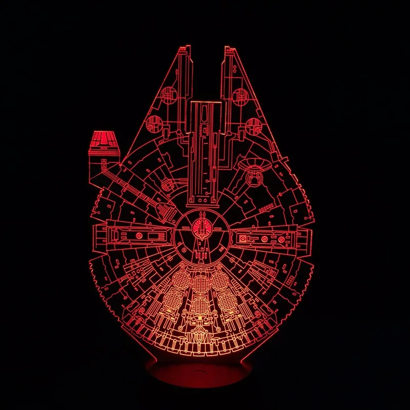 New disinged multicolor changing night lamp acrylic Millennium Falcon 3d Led Night Light