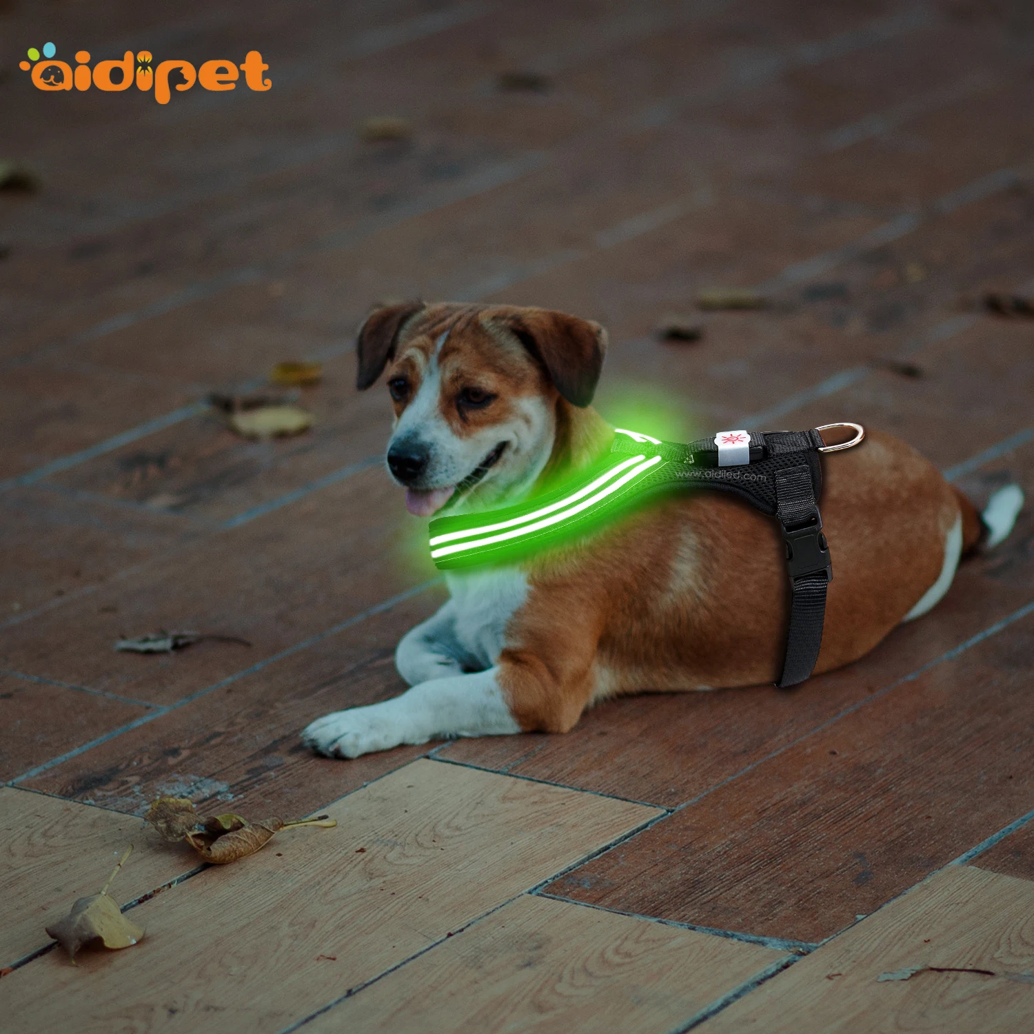 product-LED Lights Dog Pets harness Adjustable Polyester Glow In Night Pet Dog Cat Puppy Safe Lumino-1