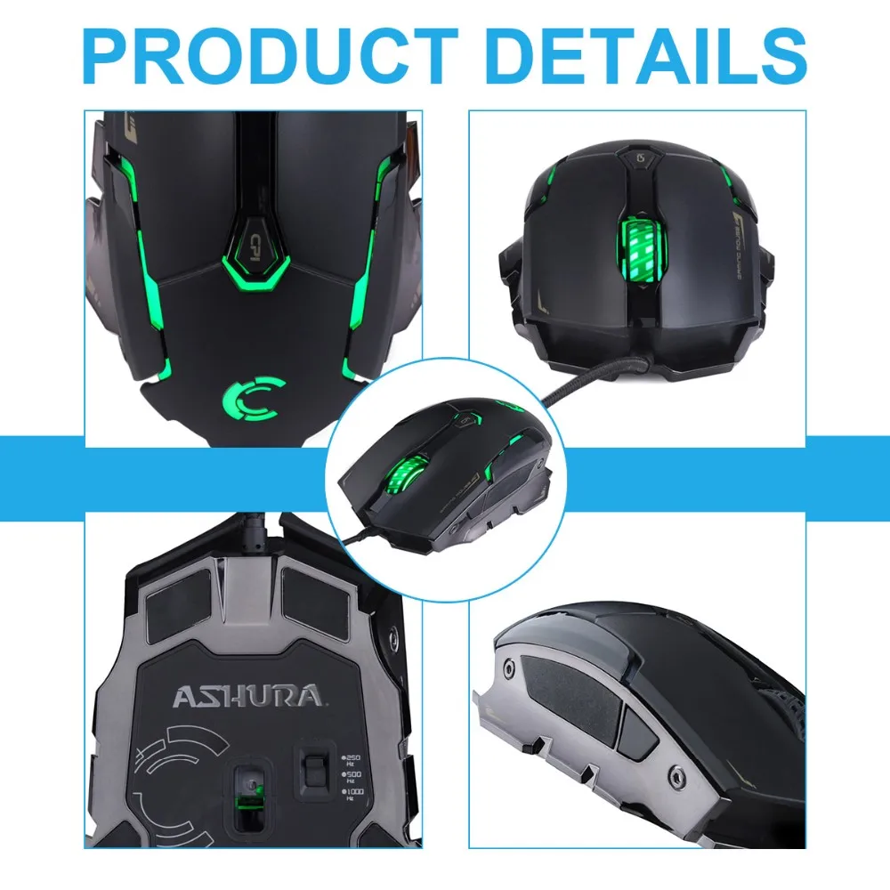 Wired Computer Hardware Micro Software Gaming Mouse with Avago 3050 Mouse Chip