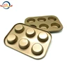 Bakeware Non-Stick Carbon Steel Gold Muffin Dessert Cake Molds 6 Cups Custom Cupcake Bread Chocolate Mould Kitchen Baking Pan