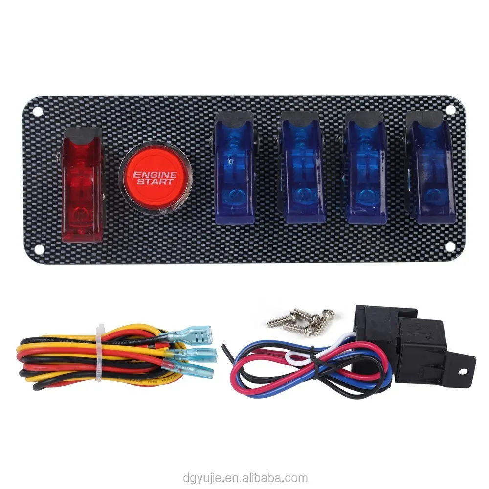 12v Racing Car Ignition Switch + 4 Blue & 1 Red Car Engine Start Push ...