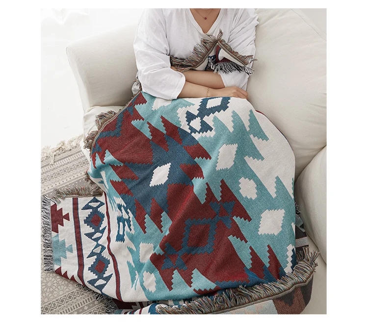 Rawhouse Boho Fringe Tapestry Throws Geometric Woven Navajo Picnic