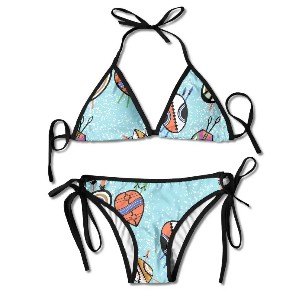High Waisted Bikini Top, Rugby Blue, Women Thong Halter Push Up String Bikini Cover Underwear Panties Bikinis