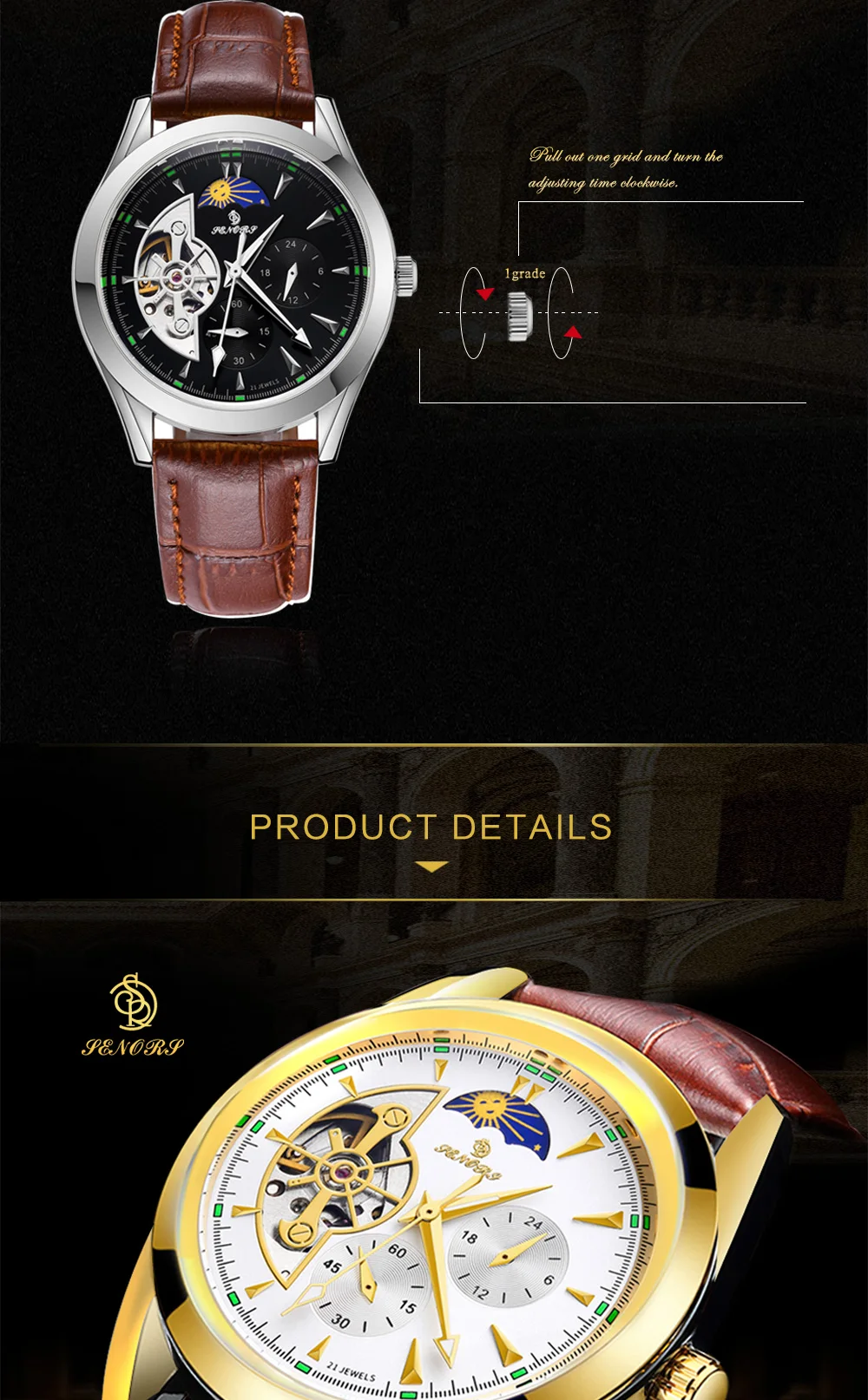 Wholesale Automatic Moon And Stars Showed Chronograph Watch With ...
