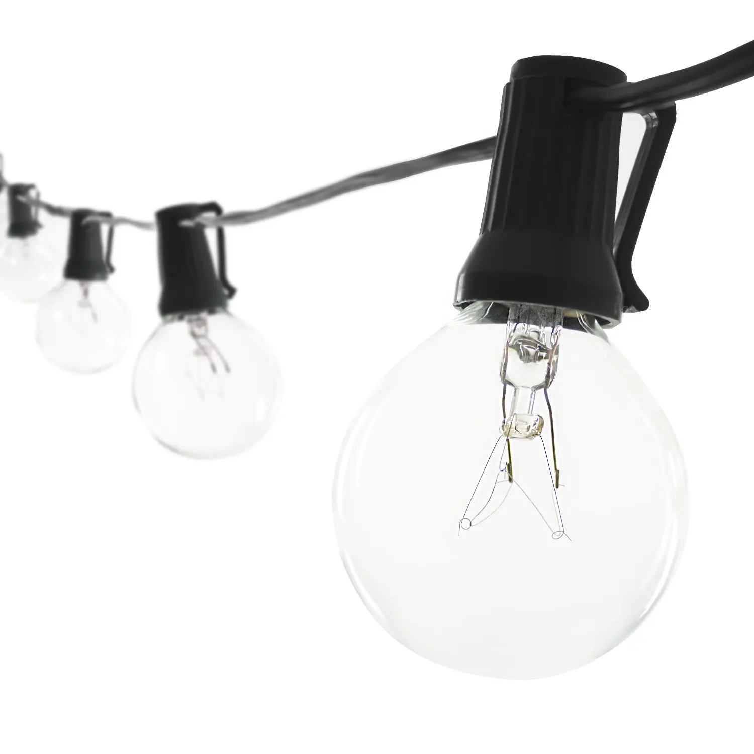 Lux Light G40 Clear Globe Ball String Lights 25 Feet - Indoor/Outdoor Rope Lights for Patio, Decoration, Events, Holiday, Fairy, Seasonal and Parties - Black