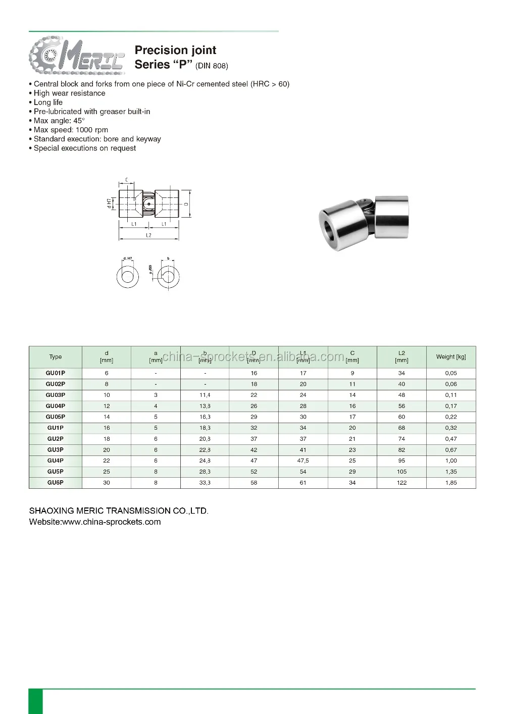 universal joint specifications