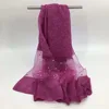 Hot Sale Pearl Hijab Lady Cotton Beads Scarf Patchwork Plain Solid Color Scarves
