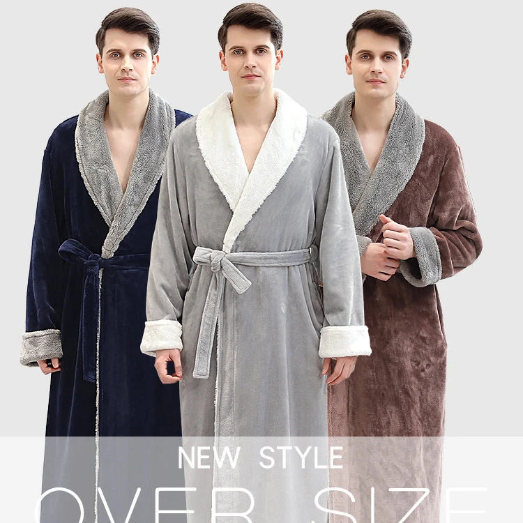 
New Women Thermal Luxury Thick Fleece Extra Long Bath Robe Winter Sexy Fur Bathrobe Warm Flannel customized bath robes 