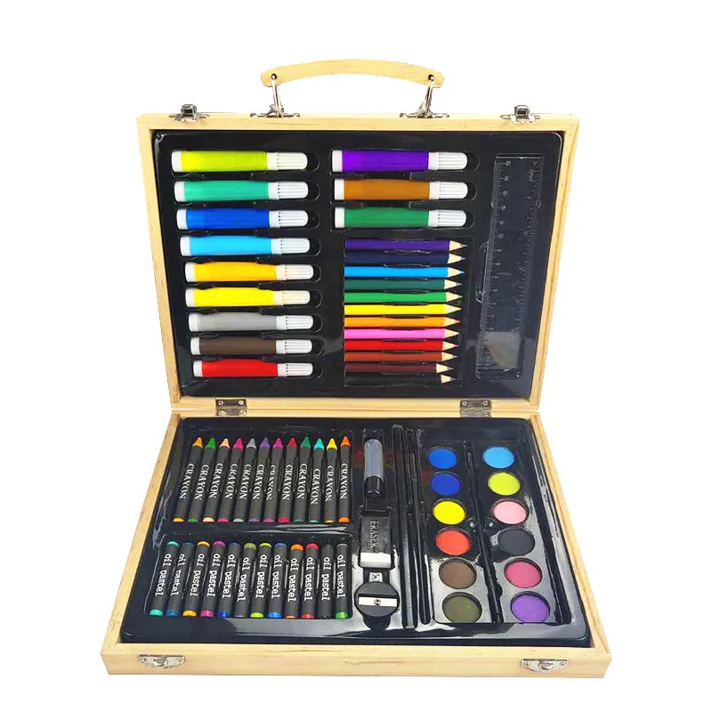 68pieces Art Creativity Wooden Case Drawing Art Set For Kids Painting